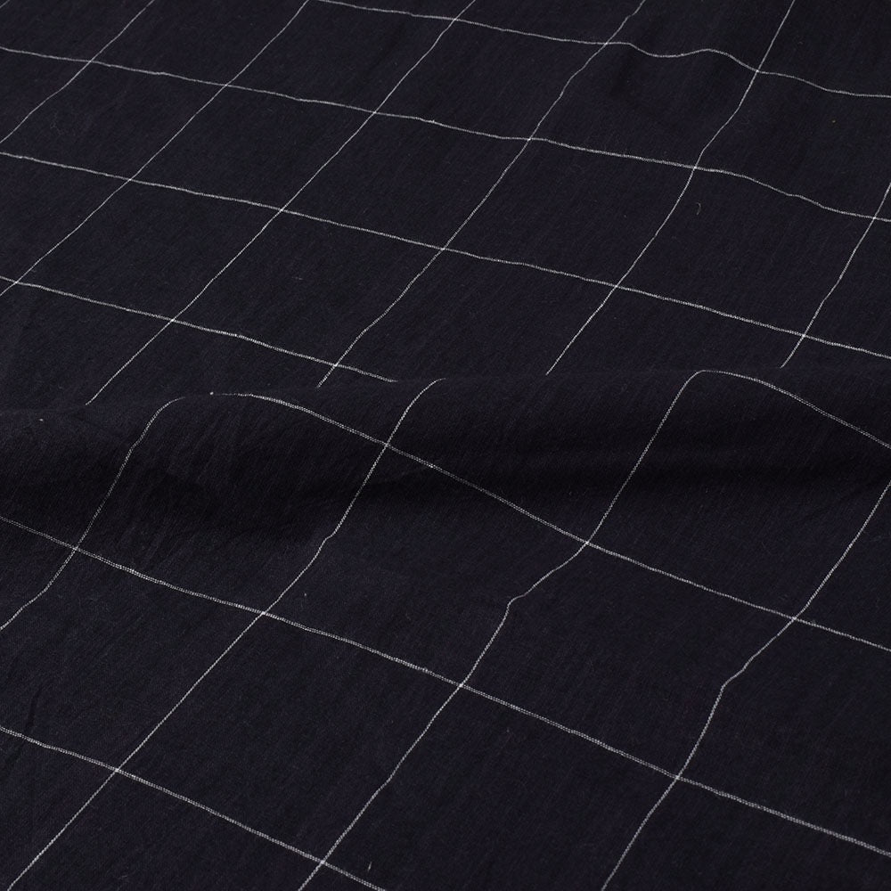 Handgeweven katoen poplin | Black Grid