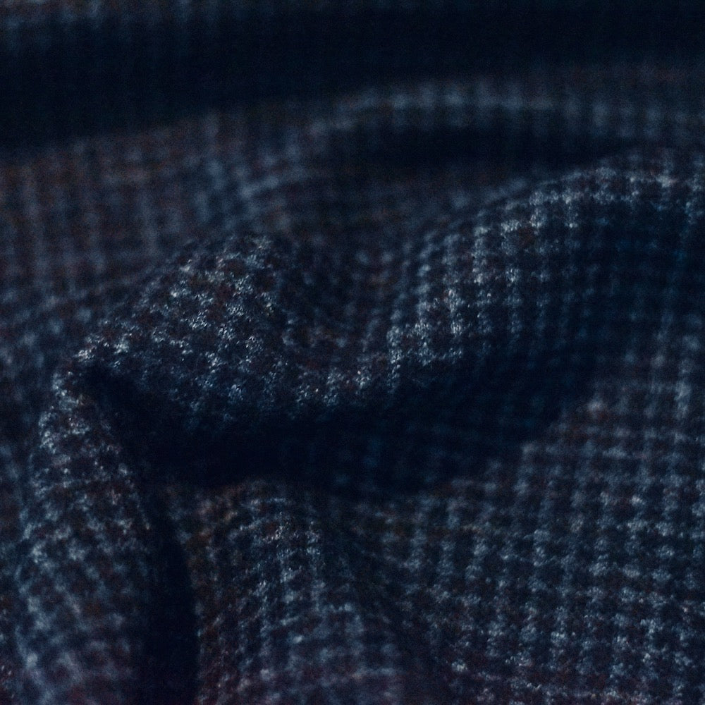 Wollen stof | Navy & black check