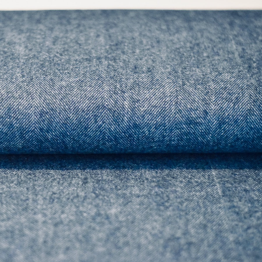 Wollen tweed | Herringbone navy blue