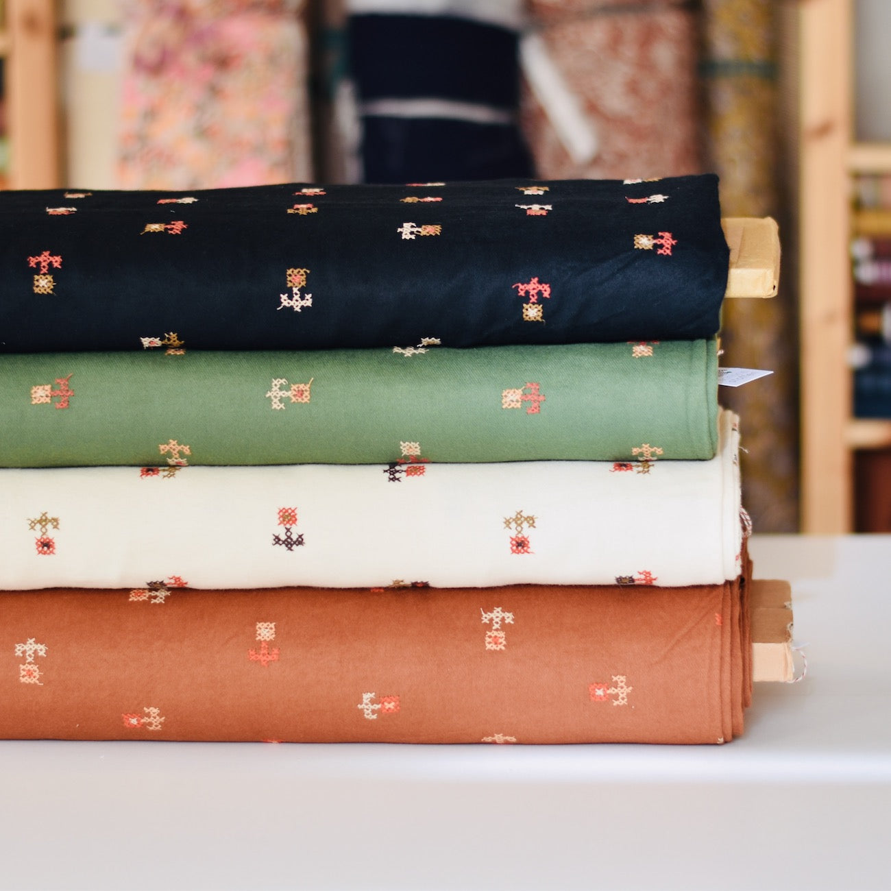 Katoen flanel | Embroidery Green