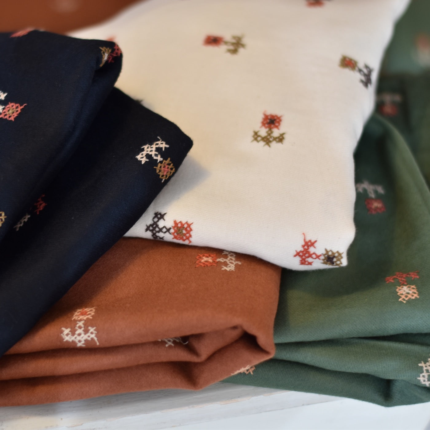 Katoen flanel | Embroidery Brown