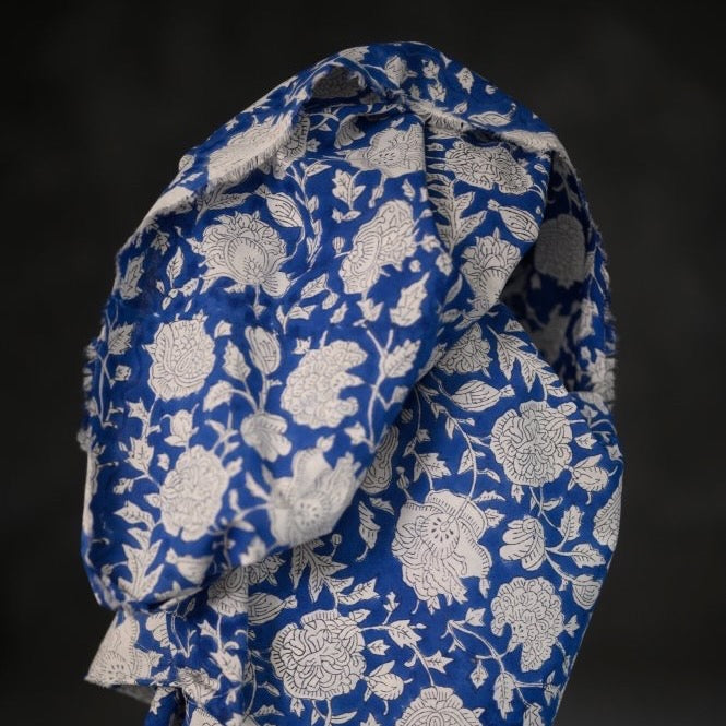 Biologisch katoen poplin | Indiase Blokprint Posy Flower