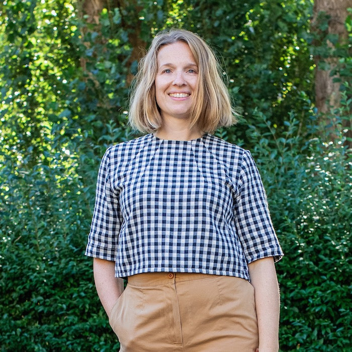 Double gauze | Gingham Off white Night
